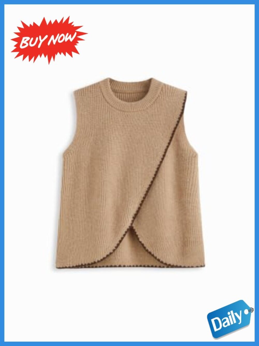 Cropped Sweater Vest Wrap Front Sleeveless Knit Tank Top for Layering